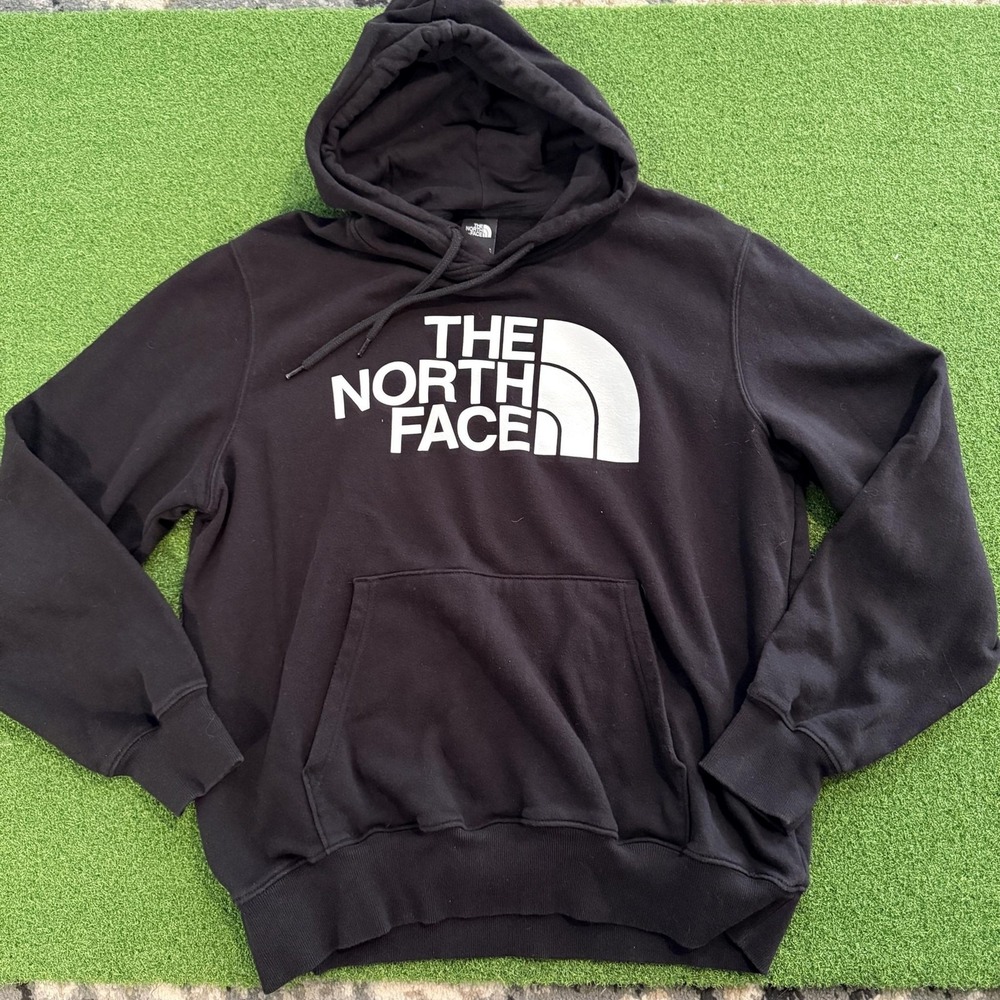 The North Face Hoodie Mens L Black Pullover Sweatshirt Logo Kangaroo Pocket